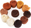 55G Needle Felting Wool Multicolor Autumn Brown Wool Roving by Spritewelry