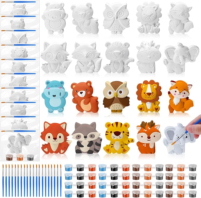 Simgoing 20 Set Jungle Animals Ceramic Painting Kit DIY Ceramic to Paint Your by Simgoing
