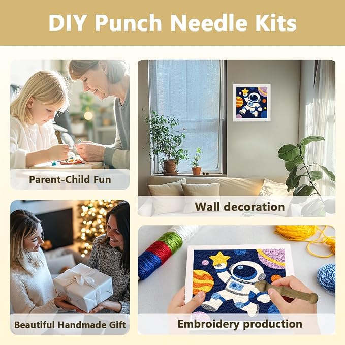 Doodlream Astronaut Needle Kit for Beginner, 9.4"x 9.4" Space Planet Punch - Image 4