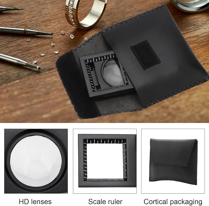 Rongon Jewelers Loupe 10X 28mm Pocket Magnifying Glass Lens 5Pcs Three-Folding - Image 6