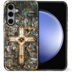 for Samsung Galaxy S23 FE Case, Christian Cross Stained Glass Pattern Glossy 2 - Image 2