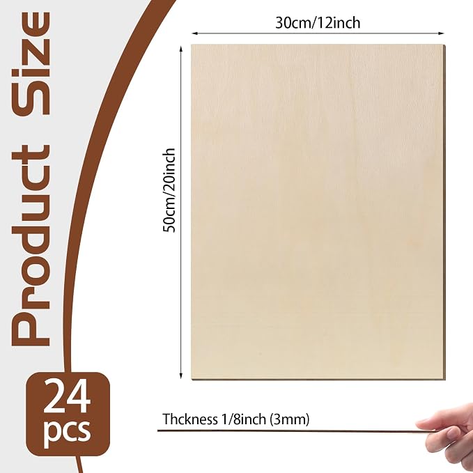 24 Pcs Baltic Birch Plywood, School DIY Projects, CNC Cutting, and Wood Burning - Image 2