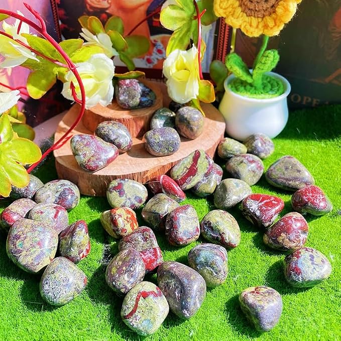 DUQGUHO Dragon Blood Stone Crystals Bulk Natural Irregular Polished Stones - Image 5
