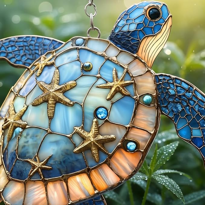 Majestic Blue Ocean Turtle Acrylic Suncatcher - Image 3