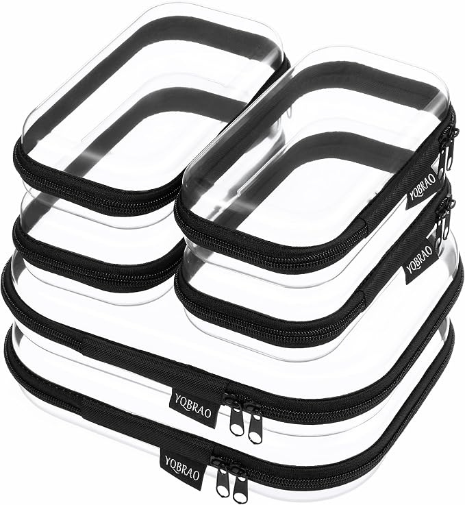 6 Pack Black Clear Hard Shell Beauty Organizer, 1.2mm Heavy Duty Crush-Proof by Unknown
