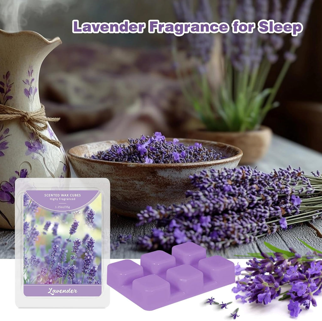 SCENTORINI Wax Melts Wax Cubes, Long Lasting Lavender Wax Melts for Sleep, Scentsy Wax Melts for Warmer 4 Pack, Scented Soy Wax Strong Scent, 4 * 1.25oz