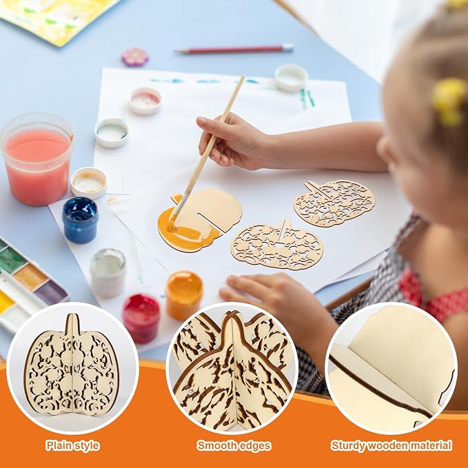 COCHIE DIY 3D Fall Pumpkin Wood Crafts to Paint - Image 3