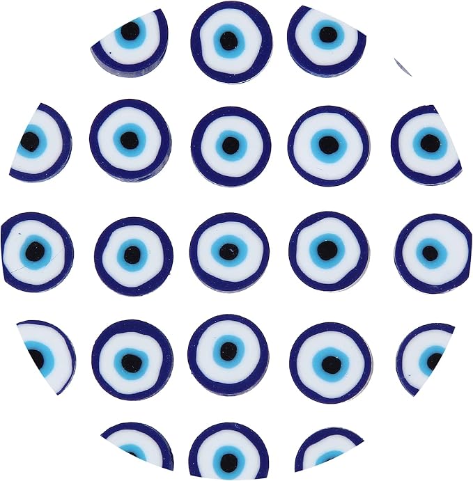 100pcs Evil Eye Polymer Clay 10mm Spacer Beads - Image 5