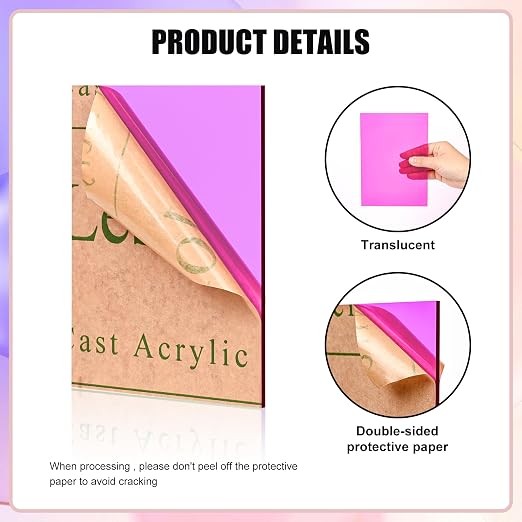Lesnlok Purple Acrylic Sheets 1/8 Inch Thick 2 Pack 8 x 10 Clear Plexiglass - Image 3