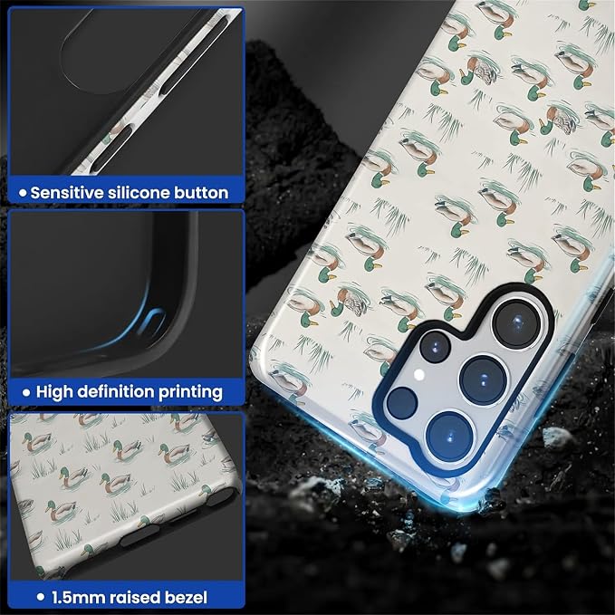 for Samsung Galaxy S25 Ultra Case, Cute Duck Pattern Glossy 2 in 1 Shockproof - Image 4