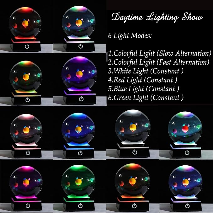 Qianwei 3D Solar System Model Crystal Ball Astronomy Gifts Men Space Decor | - Image 2