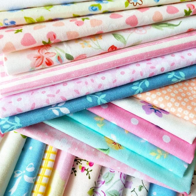 flic-flac 50pcs 10 x 10 inches Cotton Fabric Squares Quilting Sewing Floral by flic-flac