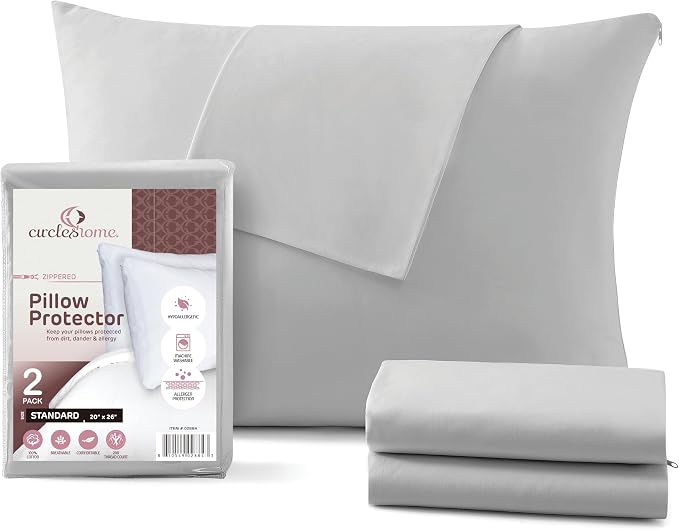 CirclesHome Pillow Protectors 2 Pack Standard Zippered by CirclesHome