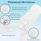 ANPURZII 2PCS #5 25 Inch White Separating Jacket Zippers - Image 4