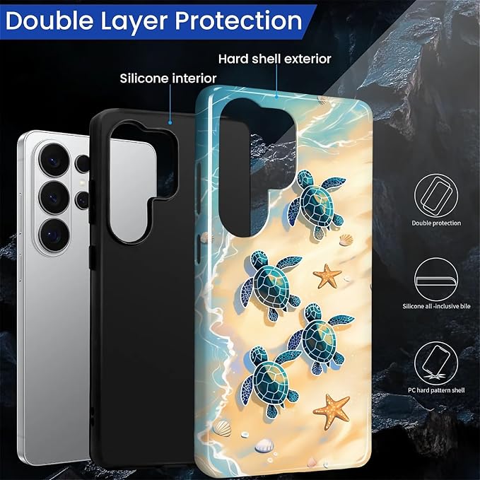 for Samsung Galaxy S26 Ultra Case, Sea Turtle Beach Pattern Glossy 2 in 1 - Image 6
