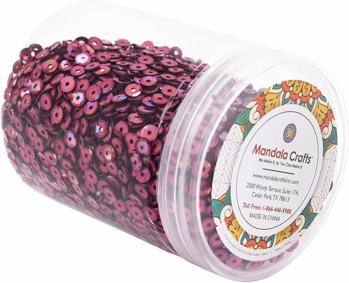Mandala Crafts 6mm Cup Holographic Maroon Sequins - Image 4