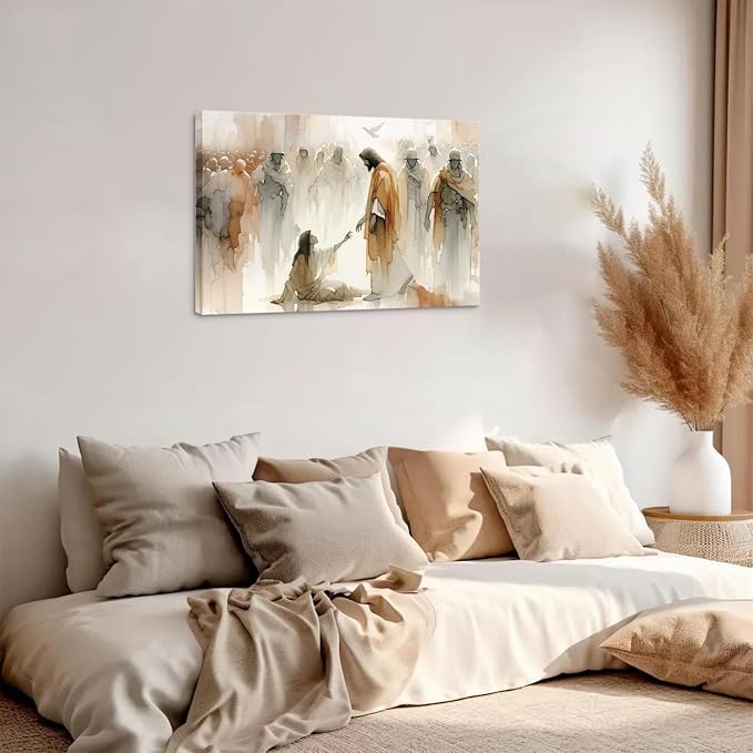 Jesus Heals The Woman Wall Art Canvas Poster Print Artwork - Image 4