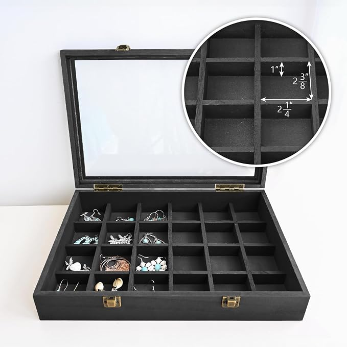 MOOCA Tempered Glass Jewelry Box Organizer, Two-Layer Jewelry Display Case - Image 4