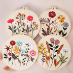 COCOMOX Floral Embroidery Kit, 4 Sets Simple Flower Pattern Embroidery Practice - Image 4