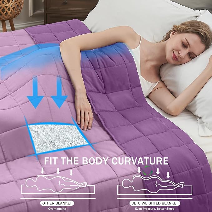 Purple Weighted Blanket for Adults 15lbs, Twin Full Size Cooling Heavy Throw - Image 2