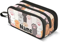 Custom Cat Paw Prints Pencil Case Box Boys Girls Personalized Name Large Pencil by BOENLE-WELCOMEYOURCOMING