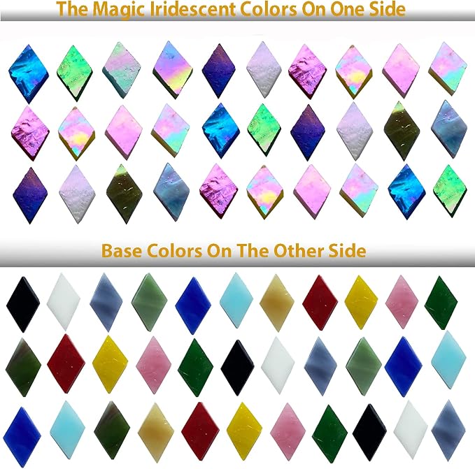 Magic Iridescent Mosaic Tiles for Crafts, 530 Pieces Colorful Stained Glass - Image 3