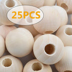 Jdesun 25 Pieces Wooden Beads, Natural Round Wood Loose Beads Wood Spacer 30mm - Image 5