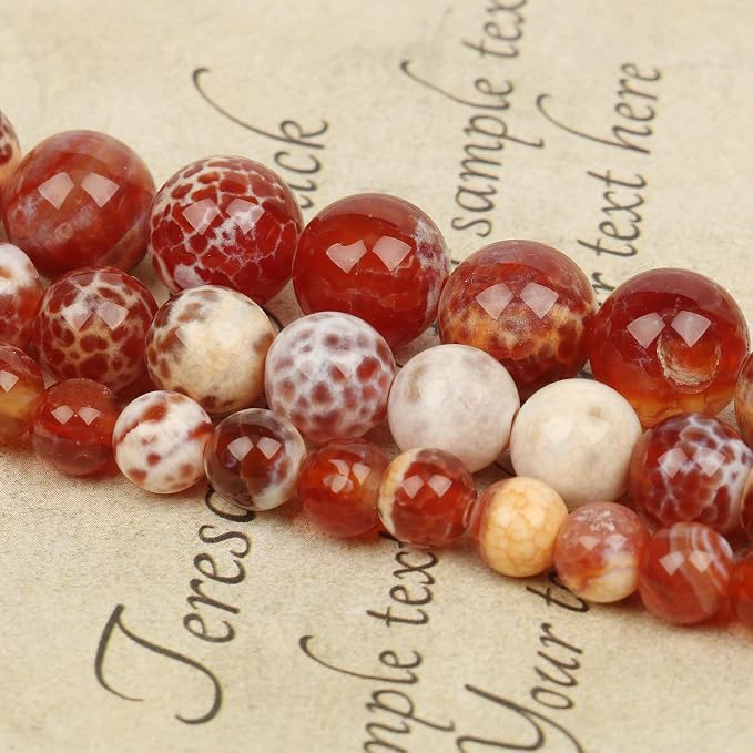 45pcs Round Loose Polish Fire Agate Beads - Image 3