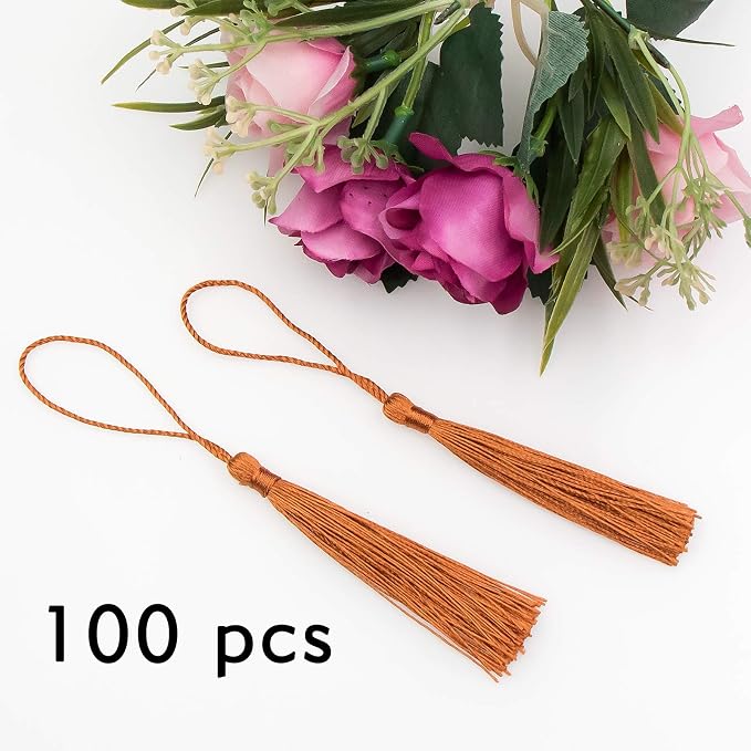 VAPKER 100 Pieces Bronze Tassels 13cm/5-Inch Silky Handmade Soft Tassels Floss - Image 4