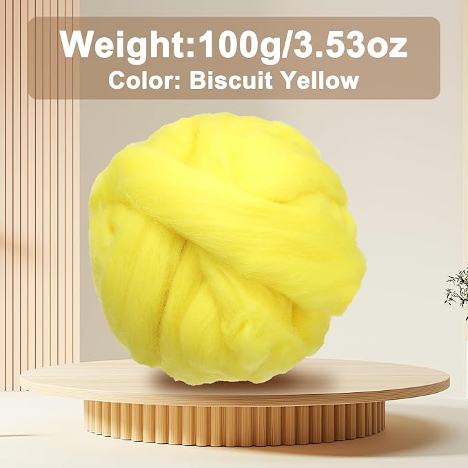 uxcell 3.53oz Wool Roving Yarn, Needle Felting Wool Fiber DIY Craft Needle Wet - Image 2