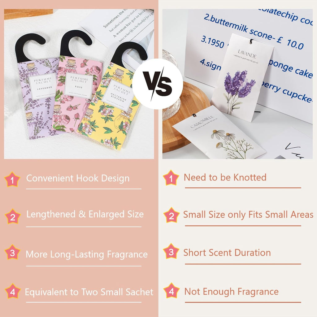 Rose Cottage Large 12 Packs Closet Deodorizer Freshener Closet Air Freshener Home Scented Sachets Room Freshener Scents Air Freshener Closet Odor Eliminator 4 Scents Floral