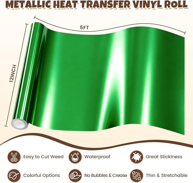 Green Metallic Heat Transfer Vinyl Roll - Image 6