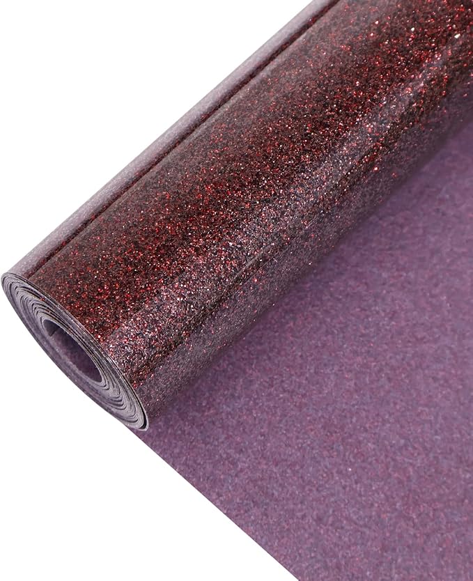 Red Coffee Glitter Heat Transfer Vinyl 12" x 15 ft HTV by MerryMade