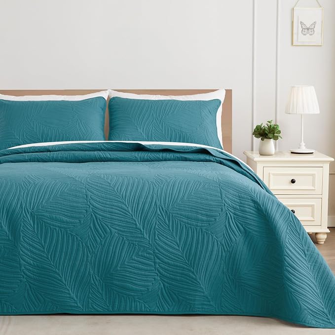 Exclusivo Mezcla California King Quilt Bedding Set, Lightweight Teal Quilts Cal by ExclusivoMezcla