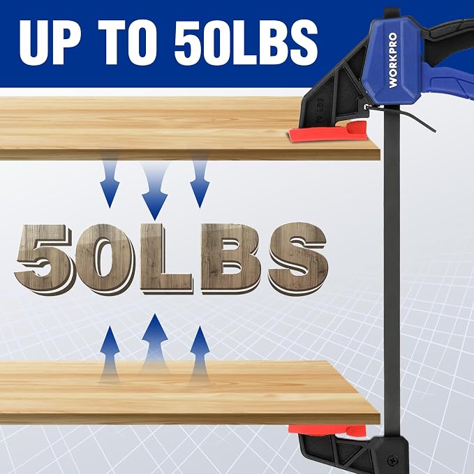WORKPRO 6" Mini Bar Clamps for Woodworking, One-Handed Clamp/Spreader, Wood - Image 4