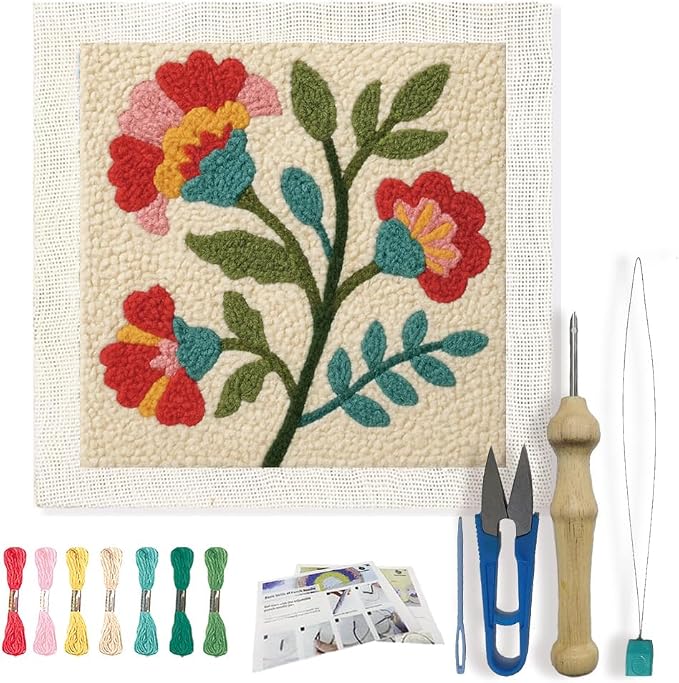 FREEBLOSS DIY Flowers Punch Needle Kit by FreeandCreativeCraftsArt