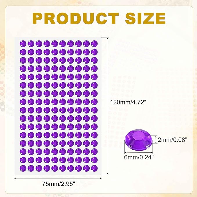HARFINGTON 5 Sheet/800pcs Rhinestone Adhesive Stickers Self Adhesive Acrylic - Image 2