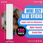 EZUVITA 120-Pack Mini Size Hot Glue Sticks, 0.27” Dia x 8” Long | Clear - Image 3