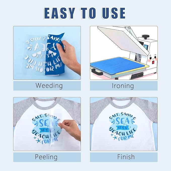 Tintnut Blue Heat Transfer Vinyl, 18 Sheets 12"x10" Iron on Vinyl | Blue tone - Image 4