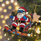 Funny Santa Claus Skiing Acrylic Suncatcher Stained Glass Effect Window Car - Image 6