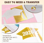 Metallic Heat Transfer Vinyl Roll 12" x 5ft Chrome Gold Iron on Vinly, Soft - Image 2