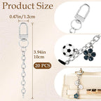 20pcs Silver Keychain Making Kit, Key Ring Swivel Snap Hook Chains, Alloy - Image 2