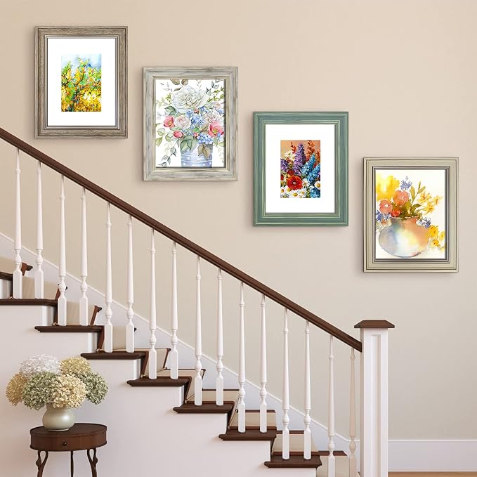 LUCKYLIFE 8x10 Picture Frame Set of 4, Rustic Brown Picture Frames - Image 6