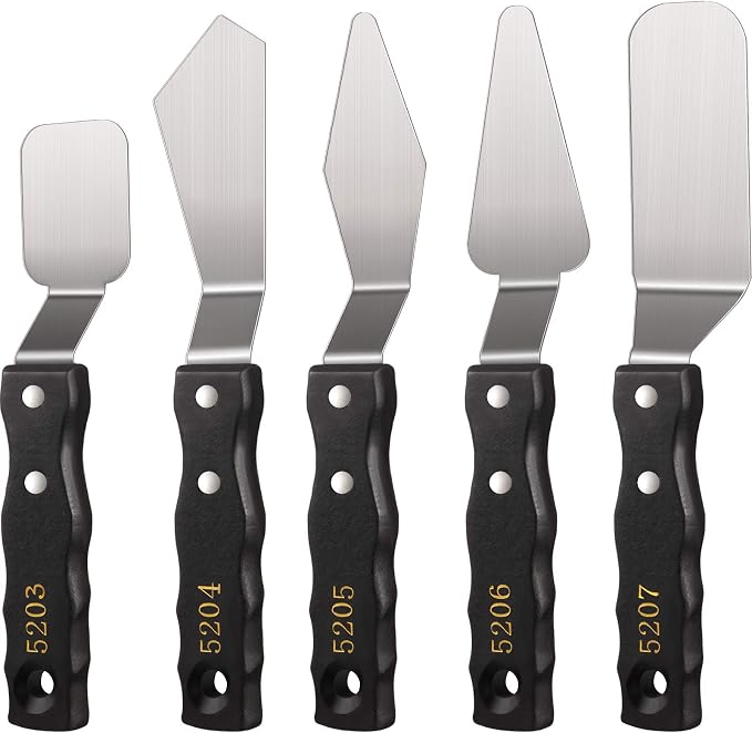 5-piece Large Palette Knife Set Stainless Steel Painting Knives by Honoson