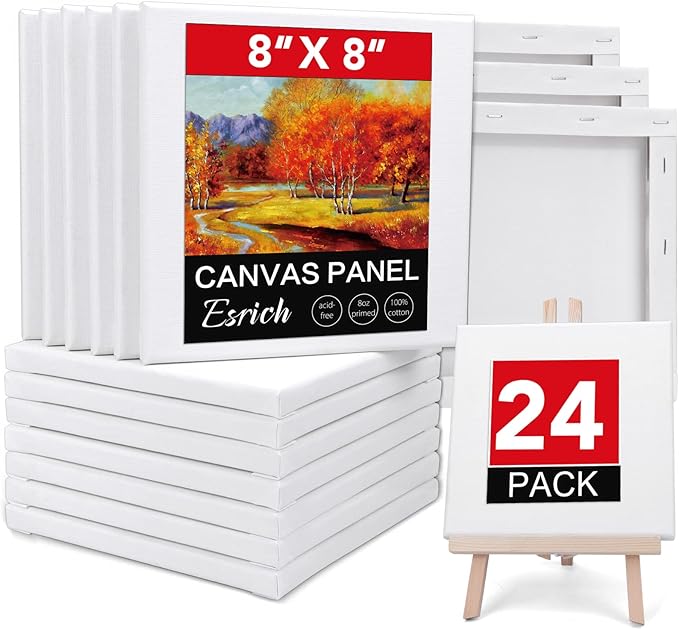 Stretched Canvases for Painting, Primed Acid-Free, 5/8 Inch Thick Wood Frame by ESRICH