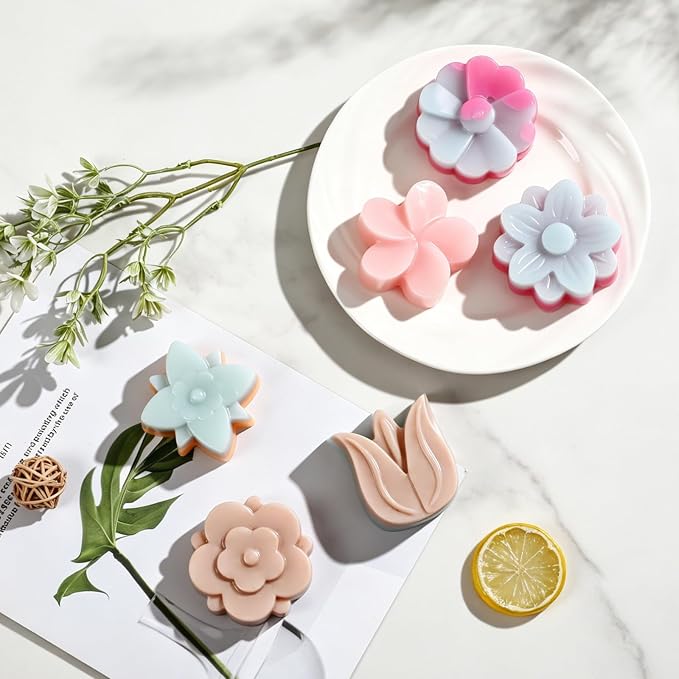 SJ Silicone Molds for Crafts, Flower Soap Molds 2 Pack | 6 Floral Designs - Image 6