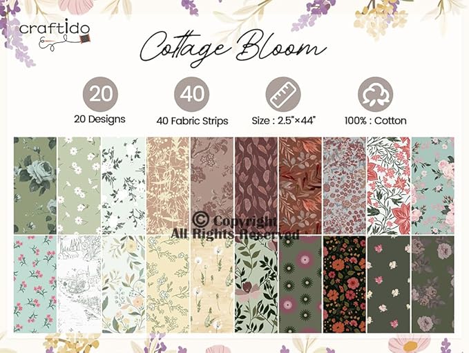 Craftido-20 Options-100% Cotton Jelly Roll Fabric Precut Strips - Image 4