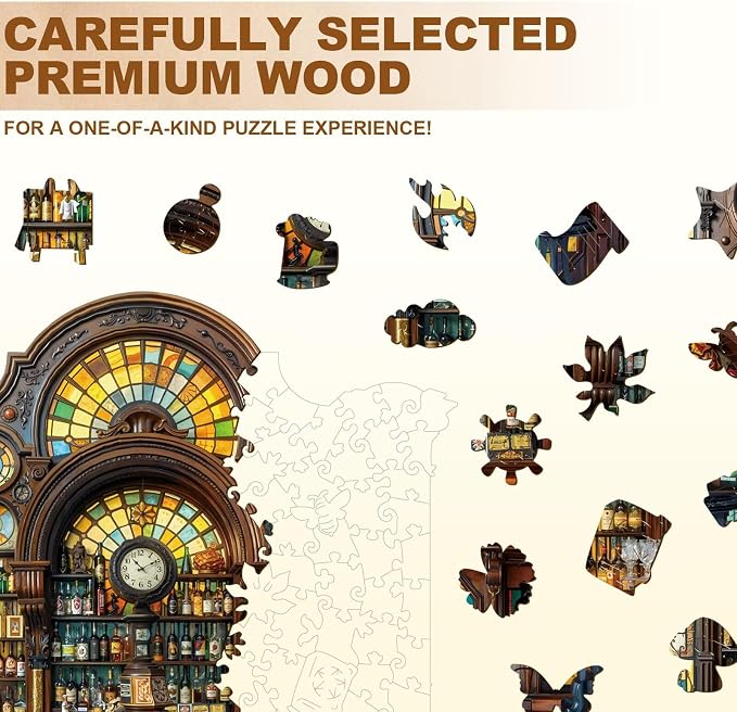 Classic Bar Puzzles Adults Gifts Wooden 200 Pieces 11.4 * 11.4in - Image 3