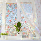 Retro Rose Window Privacy Film, Stained Glass Decals Red Rose Privacy Rainbow - Image 2