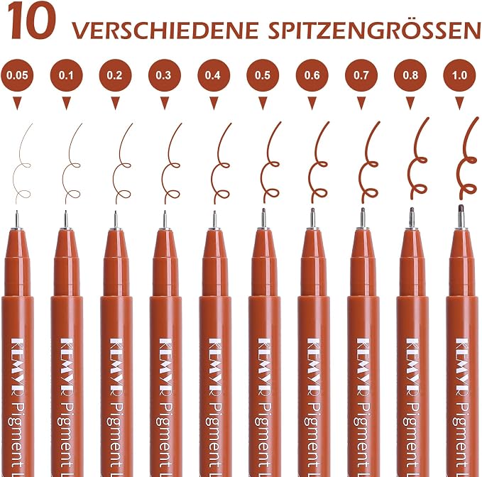 KEMYR 10 Micro Fine liner Drawing Art Pens Calligraphy Pens: 0.05mm-1.0mm Size - Image 2